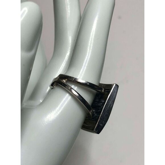 1156 Modernist brutalist waves of silver Sterling Silver Ring Size 8 11 grams - Picture 3 of 4